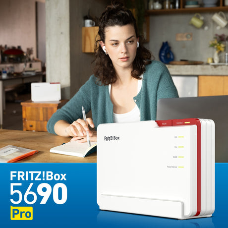 Fritz! Box 5690 Pro Edition internationaler Router (weiß rot, Mesh-WLAN)