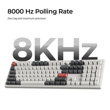 Keychron Q6 Ultra-M1 8K kabellose, benutzerdefinierte mechanische Tastatur (schwarz, US-Layout (QWERTY), Seidenpom-Rot, 100 %, RGB, Hot-Swap, 8K, 2,4 GHz Bluetooth 5.2 USB-C)