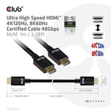 Club 3D Ultra-High-Speed-HDMI-Kabel (schwarz, 1 Meter, 4K 120 Hz, 8K 60 Hz, 48 Gbit/s)