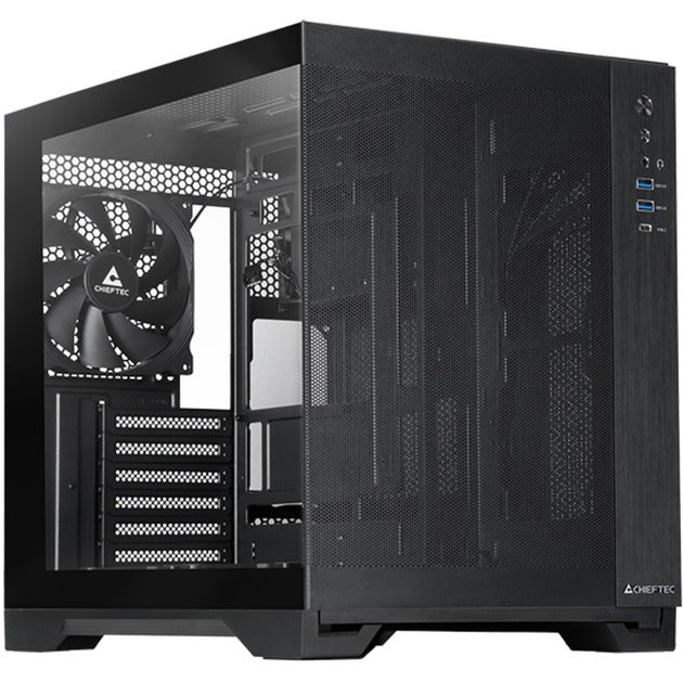 Chieftec Visio Air Midi Tower Gehäuse (schwarz | 2x USB-A | 1x USB-C | gehärtetes Glas)