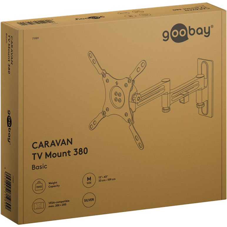 Goobay TV-Wandhalterung Caravan Fullmotion (m), 13 bis 43 Zoll Wandmontage (Silber)