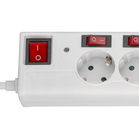 Goobay 6-fach Steckdosenleiste mit Schalter-Steckdosenleiste (weiß, Kabel 1,5 Meter)