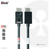 Club 3D DisplayPort 2.1 Vesa DP80 zertifiziertes Kabel Stecker-Stecker (Schwarz, 1,2 Meter, 4K 240 Hz, 8K 60 Hz, 80 Gbit/s)