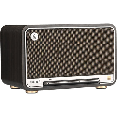 Edifier d32 kabelloser Tischlautsprecher (Dunkelbraun-Silber, Bluetooth, Wi-Fi (Apple Airplay), USB-C, AUX)