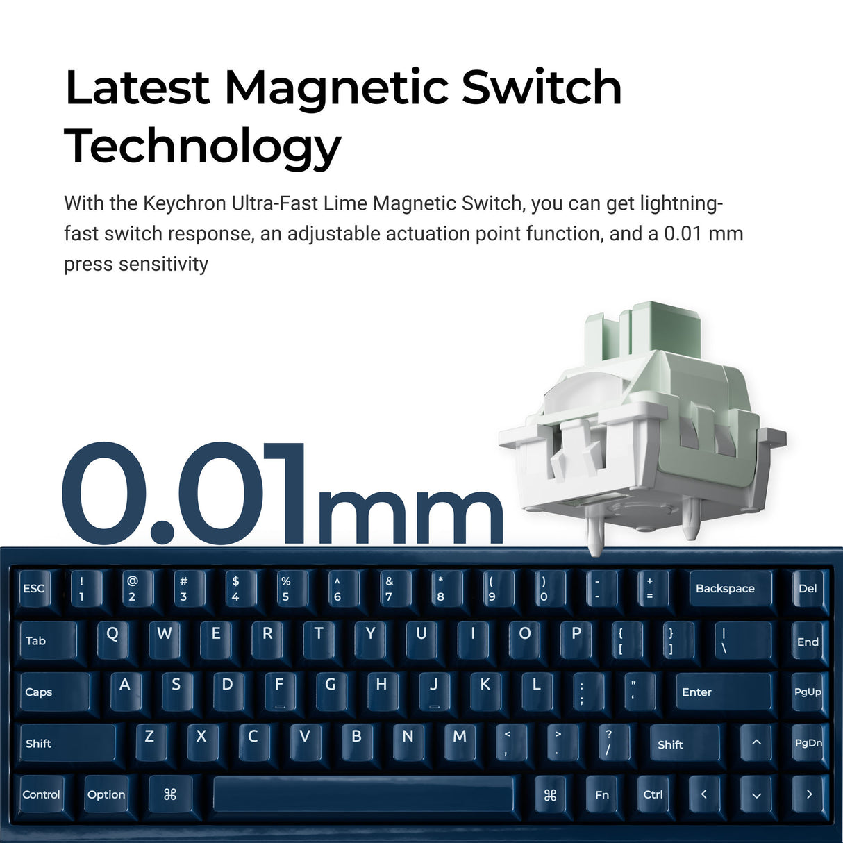 Keychron q16 he 8k magnetic switch keyboard (lichtgroen, us lay-out (qwerty), ultra-fast lime, 65%, rgb, hot swap, 8k)