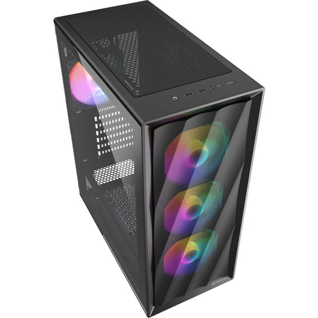 Sharkoon VK4 Rainbow Midi-Tower-Gehäuse (schwarz | 2x USB-A | RGB | gehärtetes Glas)