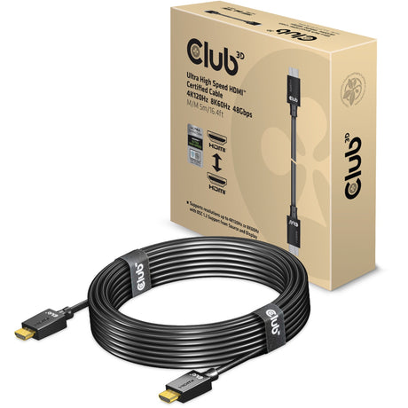 Club 3D ultra high speed HDMI 2.1 certified cable male-male (black, 5 meters, 4K 120Hz, 8K 60Hz, 48Gbps)