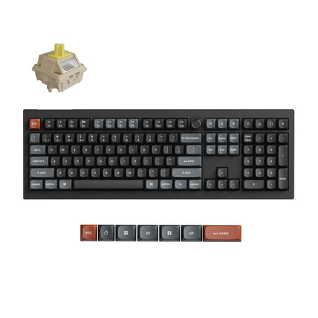 Keychron v6 Ultra 8K kabellose, benutzerdefinierte mechanische Tastatur (schwarz, US-Layout (QWERTY), Seidenbommelbanane, 100 %, RGB, Hot-Swap, 2,4 GHz | Bluetooth 5.3 | USB-C)