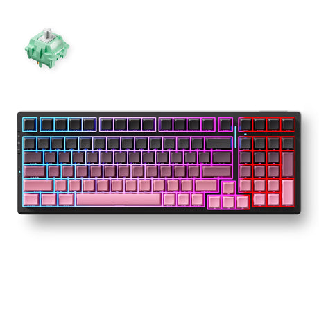 Mchose G98 Pro Black Pink Cabbage Tofu V2 Wireless Tri-Mode Custom Mechanical RGB Gaming-Tastatur (Schwarz, US-Layout (QWERTY), KTT Cabbage Tofu V2, RGB, Hot Swap, seitlich graviertes PBT, Wireless | Bluetooth | USB-C)