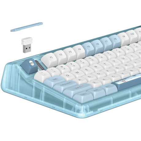 Iqunix OG80 Wintertide kabellose mechanische Tastatur (Hellblau, US-Layout (QWERTY), Iqunix Moonstone, 80 % (TKL), RGB-LEDs, Hot-Swap-fähig, PBT, 2,4 GHz | Bluetooth 5.1 | USB-C)