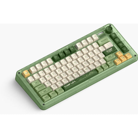 Iqunix ZX75 Camping kabellose mechanische Tastatur (grün, US-Layout (QWERTY), Cherry MX Brown, 75 %, RGB-LEDs, Hot-Swap-fähig, Double-Shot PBT, 2,4 GHz | Bluetooth 5.1 | USB-C)