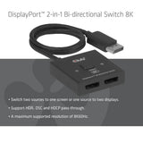 Club 3d displayport 2-in-1 bidirectionele 8k switch displayport switch (zwart)