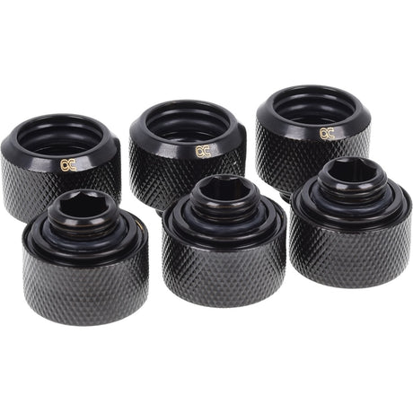 Alphacool Eiszapfen 16 mm Hartrohr-Klemmverschraubung G1 4 – Sixpack-Schraubenset (schwarz)