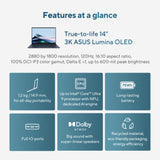 Asus zenbook 14 oled ux3405ca-qlnad7w 14 laptop (blauw | core ultra 9 285h | arc 140t | 32 gb | 1 tb ssd)