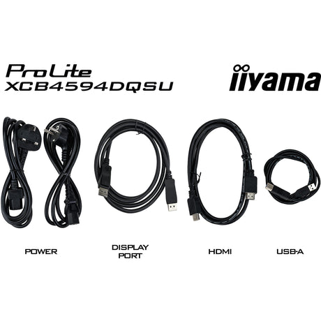 Iiyama prolite xcb4594dqsu-b1 44.5 curved ultrawide monitor (zwart (mat), hdmi, displayport, usb, audio)