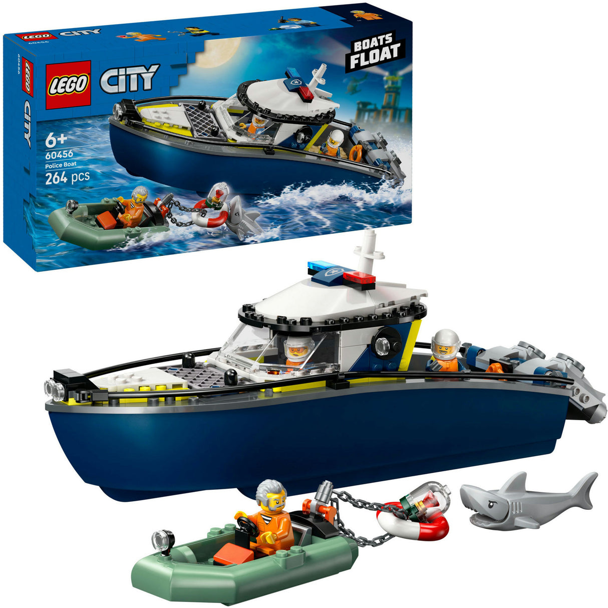 Lego® City-Verfolgungsjagd mit Polizeiboot, wirklich schwimmfähig – 60456