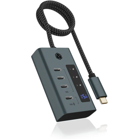 Icy Box ib-hub1454-c31 USB-Hub (grau blau-grau, 4x USB-C 3.2 (10 Gbit s))