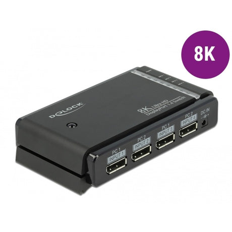 Delock Displayport-Switch 2x 2 Displayport-Eingang auf 1x 2 Displayport-Ausgang (schwarz)