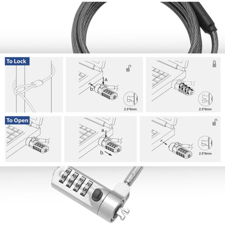 Laptopschloss act ac9025 grau 2000 mm