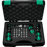 Wera 7440 41 42 Kraftform Drehmomentschraubendreher-Set 0,3-6,0 nm (schwarz grün, 27-teilig, mit Rapidaptor Schnellspannbohrfutter)