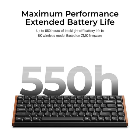 Keychron k3 ultra 8k wireless custom mechanical keyboard (zwart, us lay-out (qwerty), milk pom banana, 75%, rgb leds, lsa double-shot pbt, usb-c | 2.4 ghz | bluetooth 5.2)