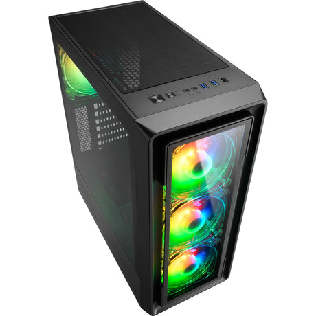 Sharkoon TK4 RGB Midi-Tower-Gehäuse (schwarz | 4x USB-A | RGB | gehärtetes Glas)