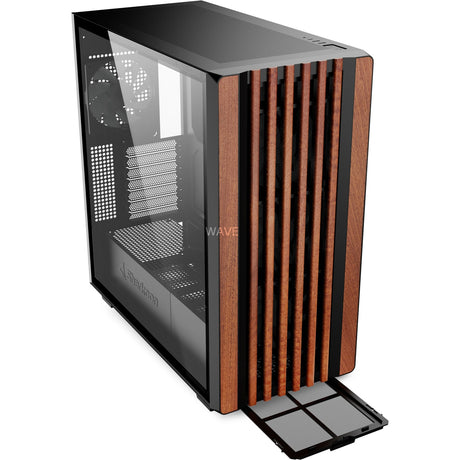 Sharkoon Rebel C70G RGB-Midi-Tower-Gehäuse (schwarze Holzfarbe | 2x USB-A | 1x USB-C | RGB | gehärtetes Glas)