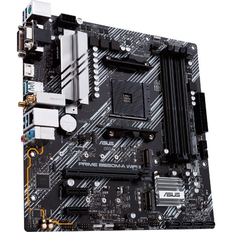 Asus prime b550m-a wifi ii socket am4 moederbord (zwart zilver, raid, gb-lan, wi-fi 6, bt, sound, µatx)