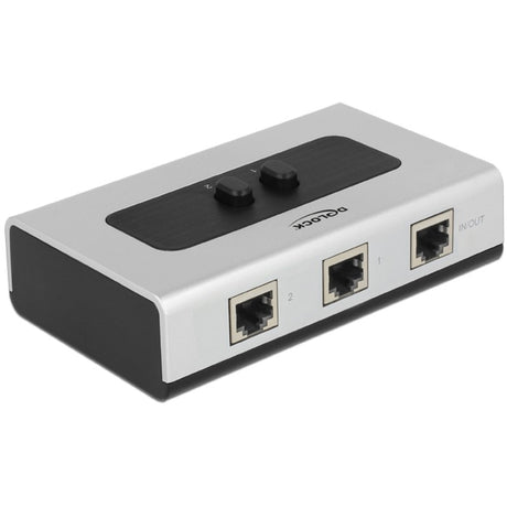 Delock Switch RJ45 10 100 1000 Mbit/s 2 Port (grau schwarz)