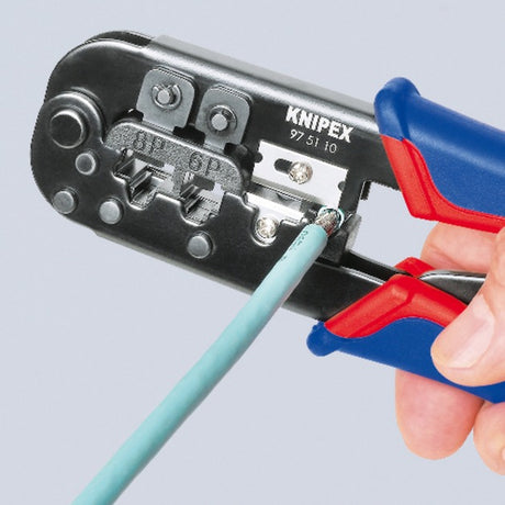 Knipex Crimpzange 97 51 10 sb (blau rot, RJ-11 12 und RJ-45 Stecker)