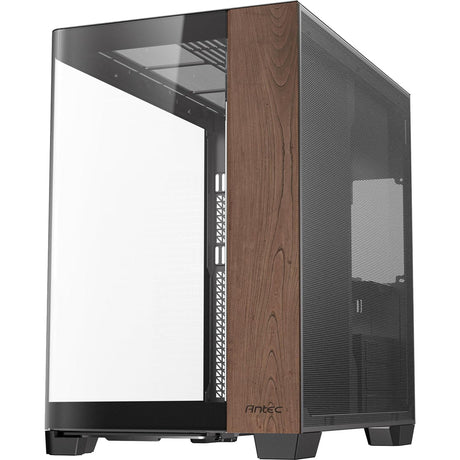 Antec C8 Curve Wood Midi-Tower-Gehäuse (schwarze Holzfarbe | 2x USB-A | 1x USB-C | gehärtetes Glas)