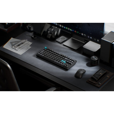 Keychron Q3 Ultra-M1 8K kabellose, benutzerdefinierte mechanische Tastatur (Schwarz, US-Layout (QWERTY), Seidenpom-Rot, 80 % (TKL), RGB, Hot-Swap, 8K, 2,4 GHz | Bluetooth 5.2 | USB-C)