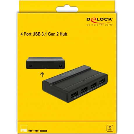 Delock externer USB 3.2 gen 2 4 Port Hub 10Gbps USB Hub (schwarz)