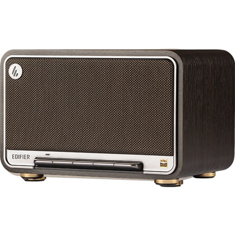 Edifier d32 kabelloser Tischlautsprecher (Dunkelbraun-Silber, Bluetooth, Wi-Fi (Apple Airplay), USB-C, AUX)