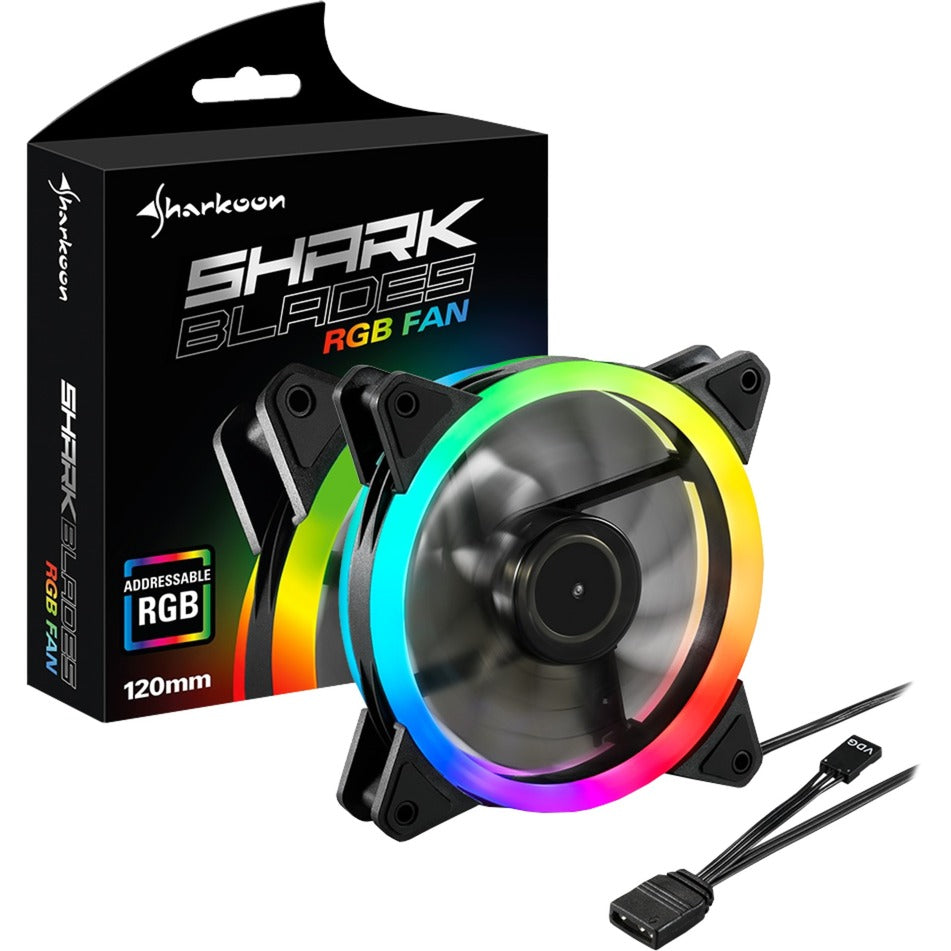 Sharkoon Shark Blades RGB-Gehäuselüfter (schwarz, 120 x 120 x 25 mm)