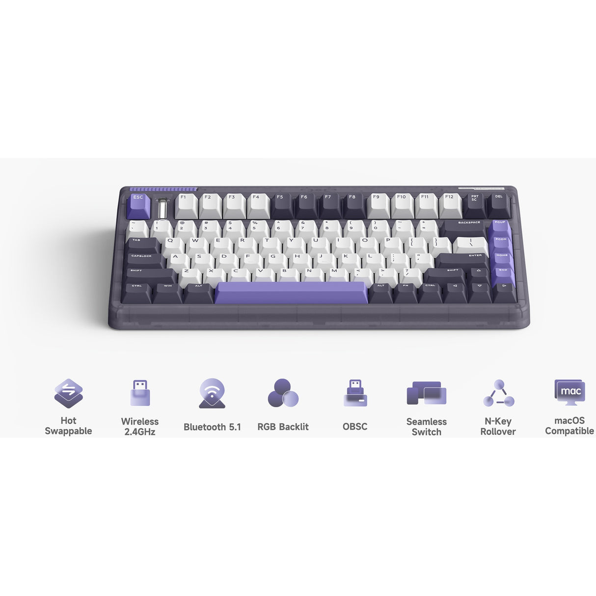 Iqunix OG80 Lavandin Wireless mechanischer Tastatur