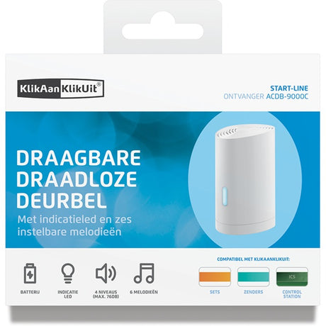 Klikaanklikuit acdb-9000c – kabellose Türklingel mit Batterien – weiß