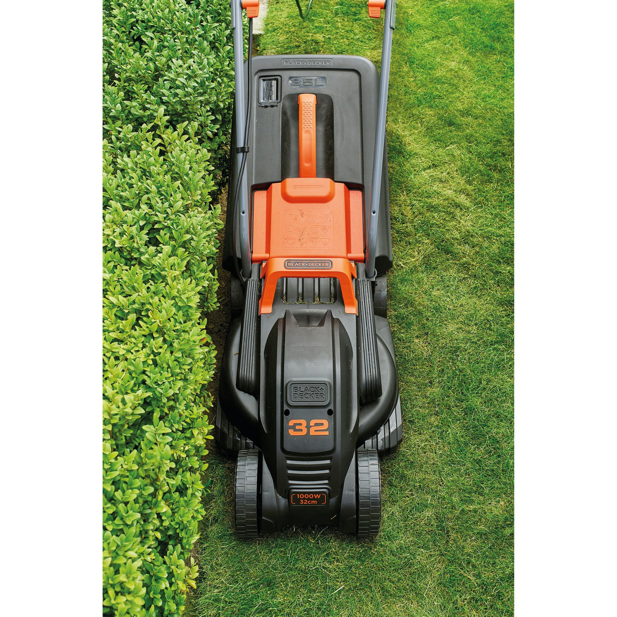 Black+Decker 1000 W 32 cm Rasenmäher + 250 W Rasentrimmer (schwarz orange, Rasenflächen bis zu 250 m²)