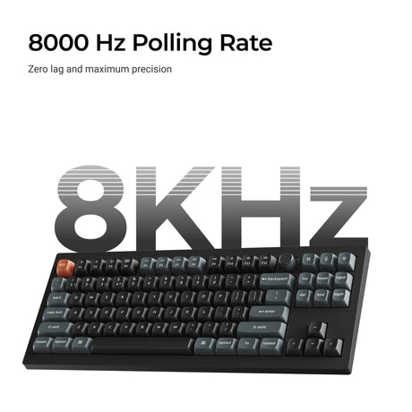 Keychron V3 Ultra 8K kabellose, benutzerdefinierte mechanische Tastatur (Schwarz, US-Layout (QWERTZ), Seidenbommelbraun, 80 % (TKL), RGB, Hot-Swap, 2,4 GHz | Bluetooth 5.3 | USB-C)