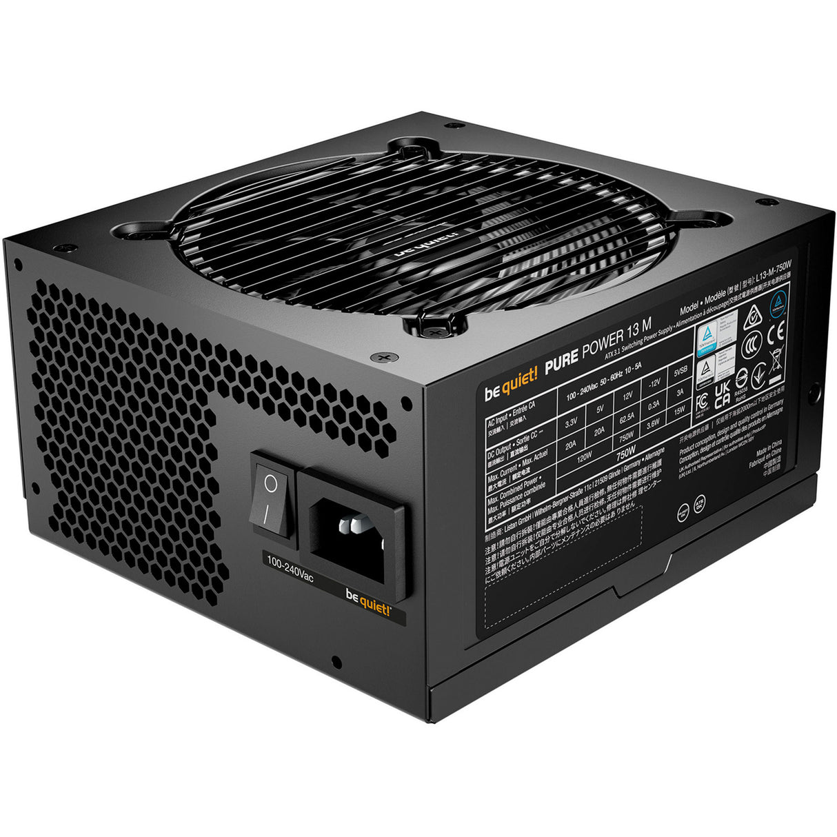 Ruhig sein! Pure Power 13 m modulares 750-Watt-Netzteil (schwarz, 1x 12V-2x6, 4x PCIe)