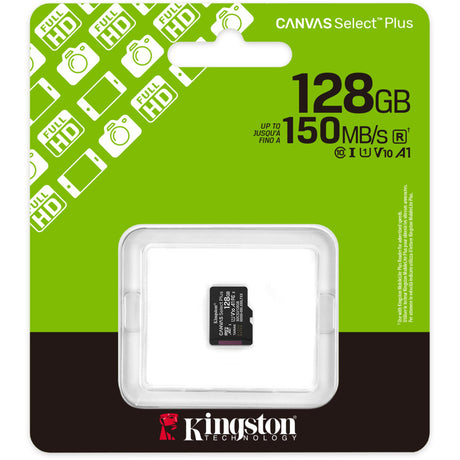 Kingston canvas select plus 128 gb microsdxc geheugenkaart (zwart, uhs-i u1, class 10, v10)