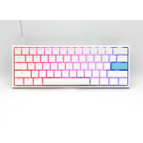 Ducky One 2 Pro Mini weiße klassische mechanische RGB-Gaming-Tastatur (weiß, US-Layout (QWERTY), Cherry MX Brown, 60 %, RGB-LED, Double-Shot-PBT, Quack-Mechanik)