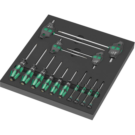 Wera 9712 Schaumstoffeinlage mit Torx HF-Schraubendreher-Set 1, 14-teilig (schwarzgrau, in Schaumstoffeinlage für Werkstattwagen)