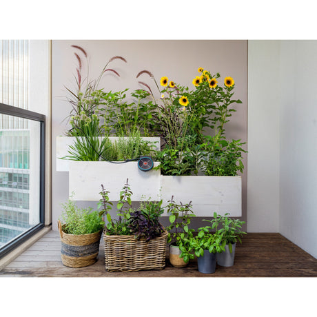 Gardena Holiday Bewässerungsset Aquabloom Set Bewässerungscomputer (grau, 13300-20, Batterie im Lieferumfang enthalten)