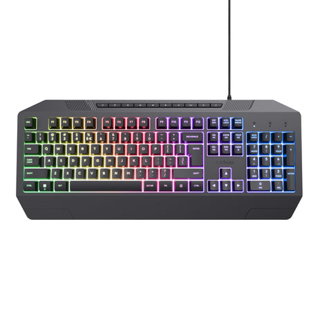 Trust GXT 836 EVOCX RGB-Gaming-Tastatur (schwarz, US-Layout (QWERTY), Membran, 100 %, RGB)