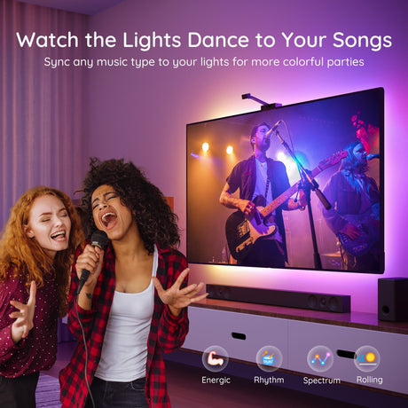 Govee H6199 DreamView T1 TV-Hintergrundbeleuchtung, Stimmungsbeleuchtung (5 Meter, RGBIC, WLAN, Bluetooth, für 75–85 Zoll Fernseher)