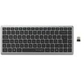 Kensington KB435 EQ wiederaufladbare Kompakttastatur für mehrere Geräte (grau, US-internationales Layout (QWERTY), Scherenschalter, 80 % (TKL), USB, 2,4 GHz, Bluetooth 5.4)