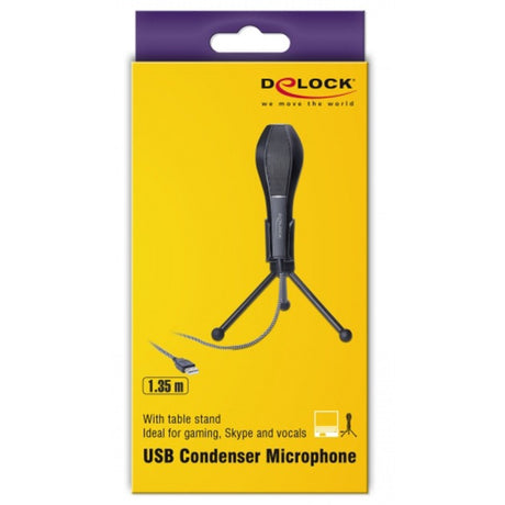 Delock USB-Kondensatormikrofon (schwarz, mit Tischständer)