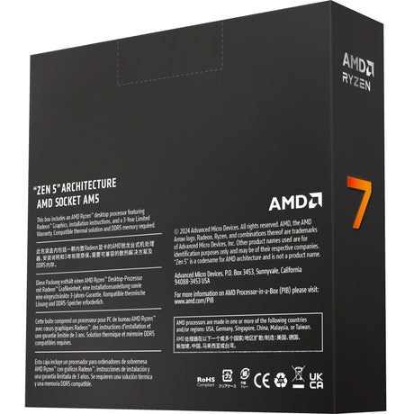 AMD Ryzen 7 9700x, 3,8 GHz (5,5 GHz Turbo Boost) Sockel AM5-Prozessor (entsperrt, verpackt)