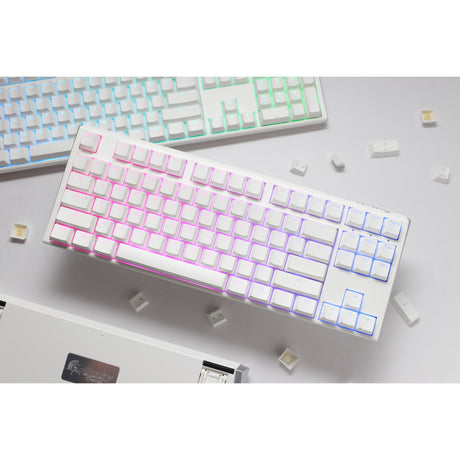Ducky One 3 Classic Pure White TKL RGB mechanische Tastatur (weiß, US-Layout (QWERTY), Cherry MX Speed Silver, 80 % (TKL), RGB-LEDs, Double-Shot PBT, Hot-Swap-fähig, Quack-Mechanik)